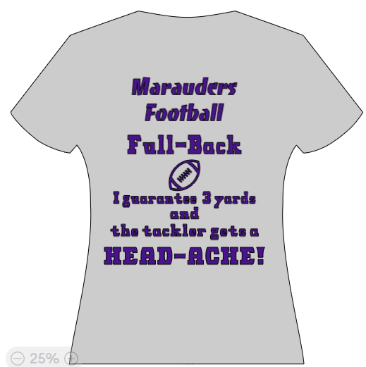 Marauders Full-Back - I guarantee 3 yards & the tackler gets a HEADACHE!