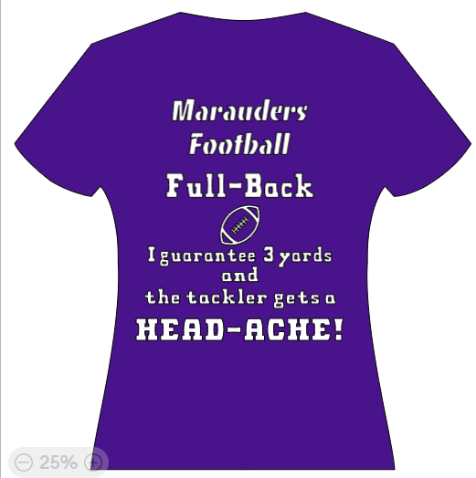 Marauders Full-Back - I guarantee 3 yards & the tackler gets a HEADACHE!