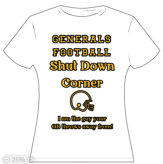 Generals Football Shutdown Corner - I am the guy your QB throws away from!