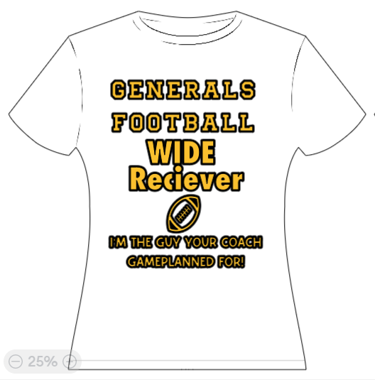 Generals Football - Wide Receiver - I am the guy your coach gameplans for!