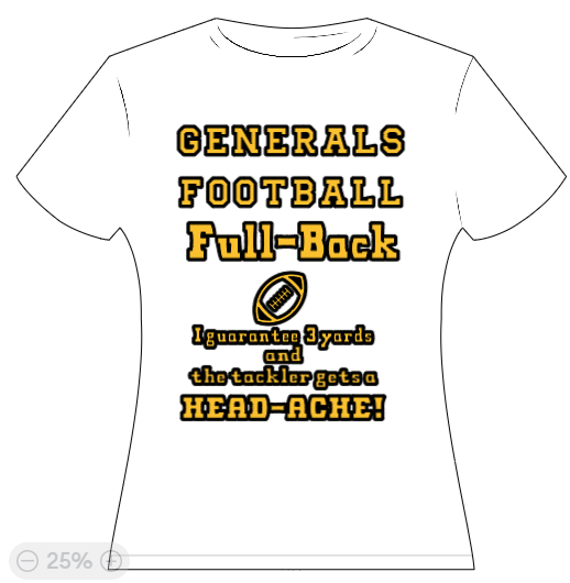 Generals Football - Fullback I guarantee 3 yards and the tackler gets a HEAD-ACHE!